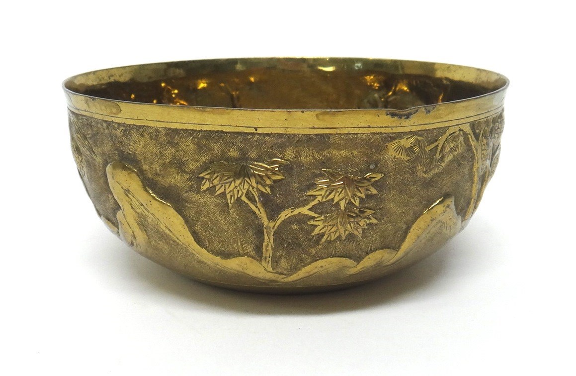 Appraisal: A set of six Chinese circular brass bowls th century