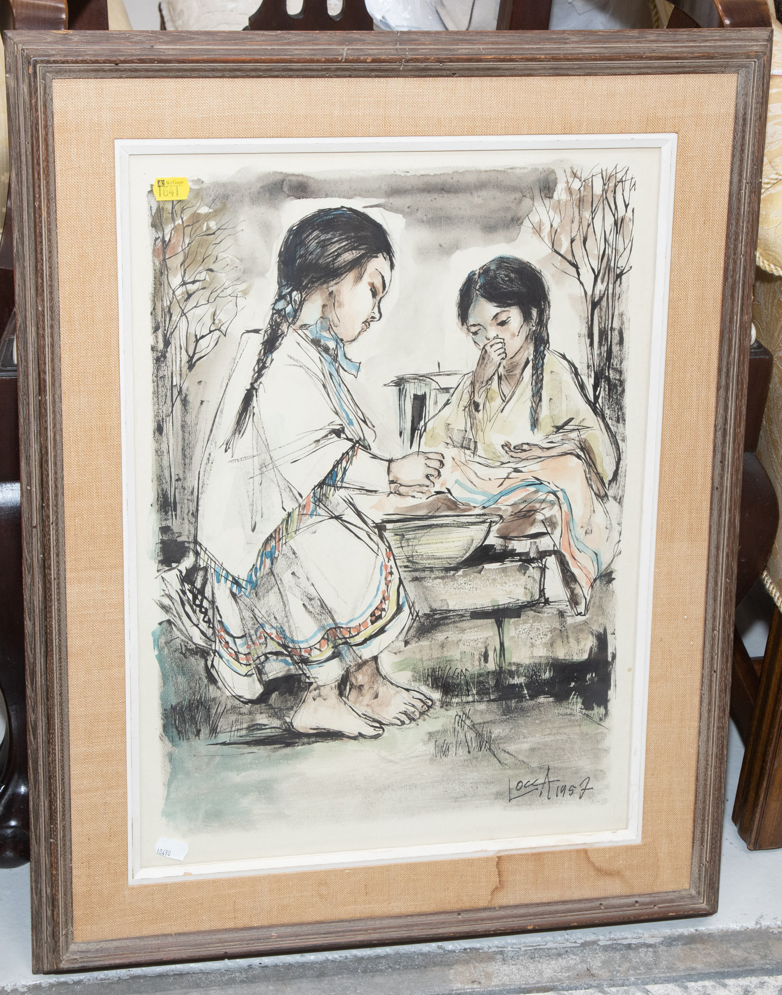 Appraisal: ALBERT LOCCA TWO LATIN AMERICAN GIRLS WATERCOLOR Signed lr and