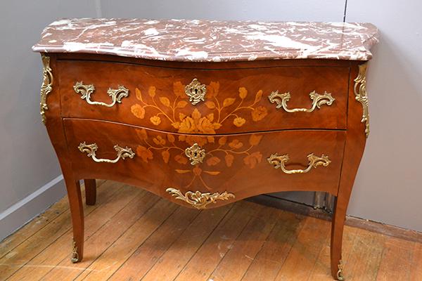 Appraisal: A TH CENTURY MARBLE TOP MARQUETRY COMMODE A TH CENTURY