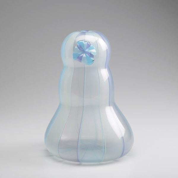 Appraisal: BAROVIER Attr Gourd-shaped glass vase of fused vertical panels in