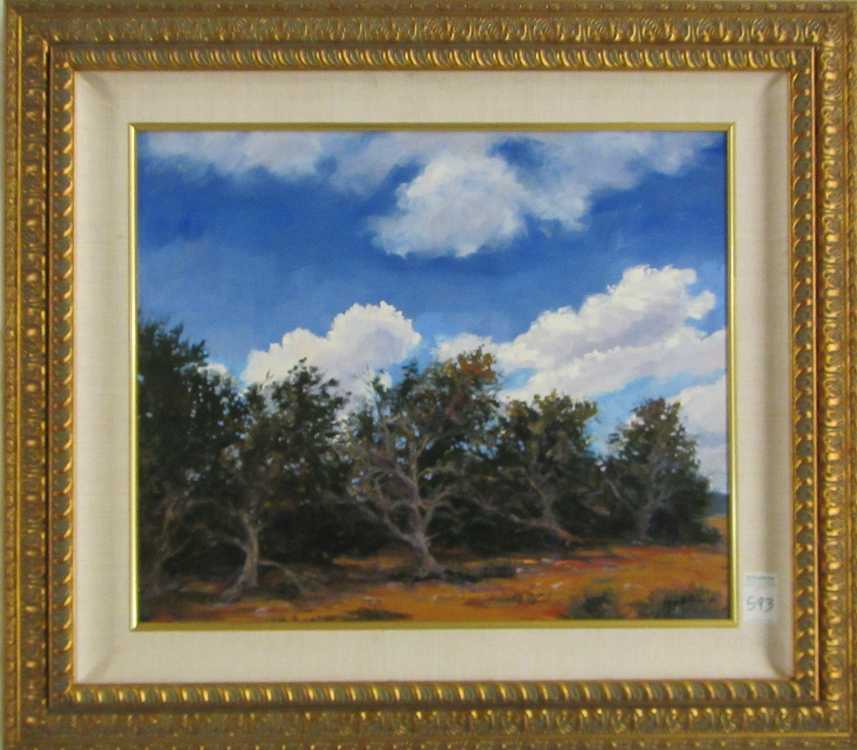 Appraisal: OIL ON BOARD LANDSCAPE TITLED CEDAR AND SUMMER SKY Illegibly