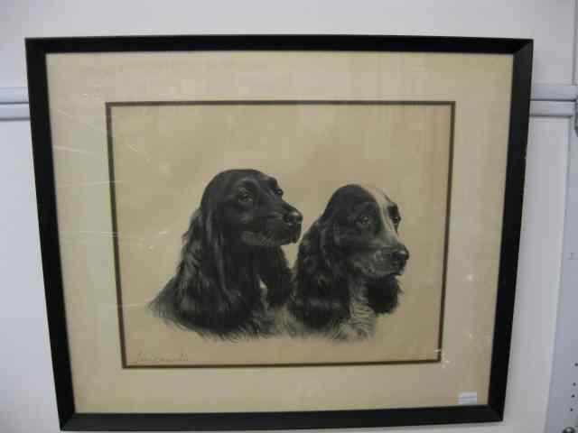 Appraisal: Leon Danchin Lithograph of English Spaniels '' x '' pencil