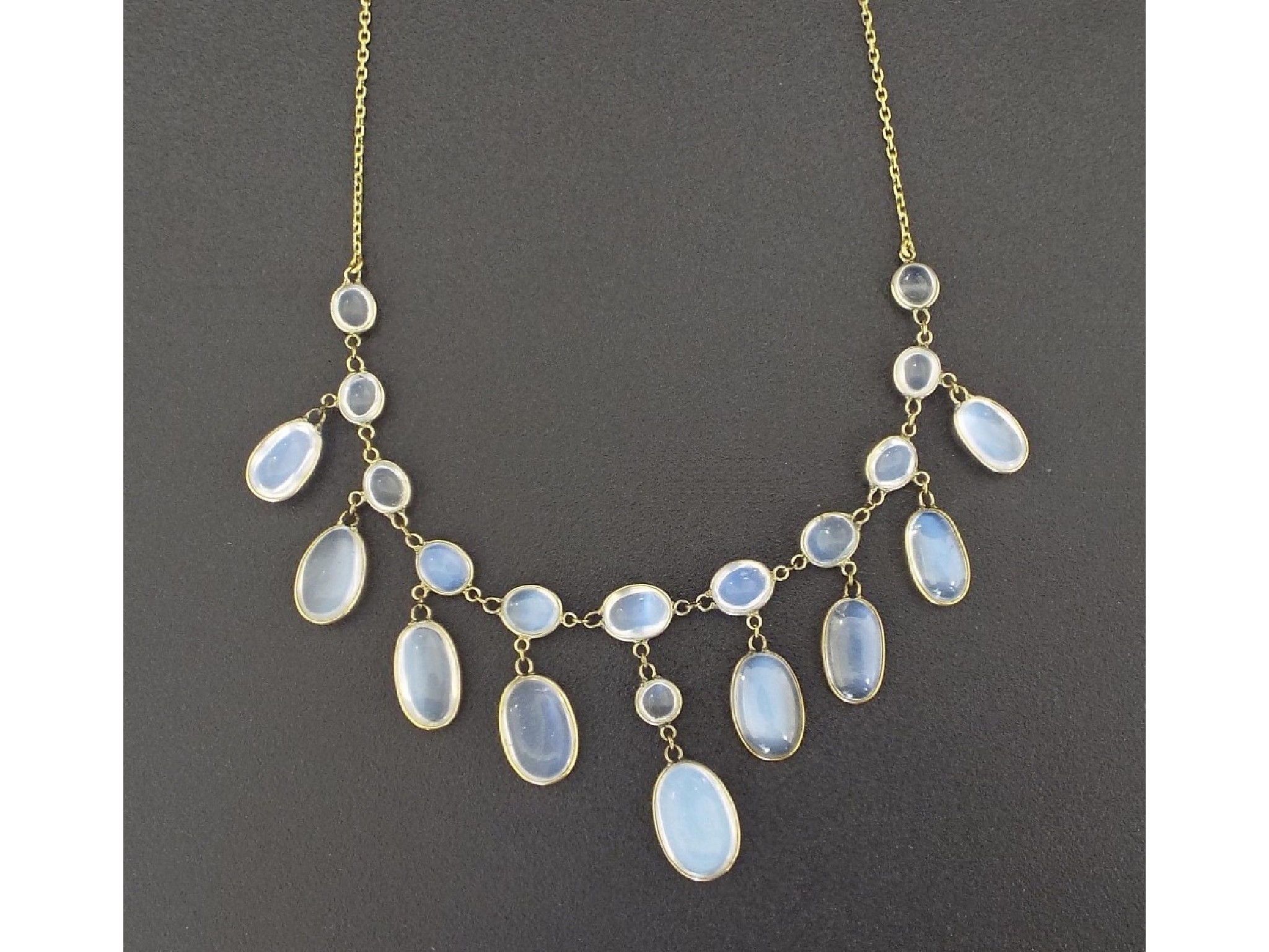 Appraisal: Attractive ct moon stone necklet with oval drops gm long