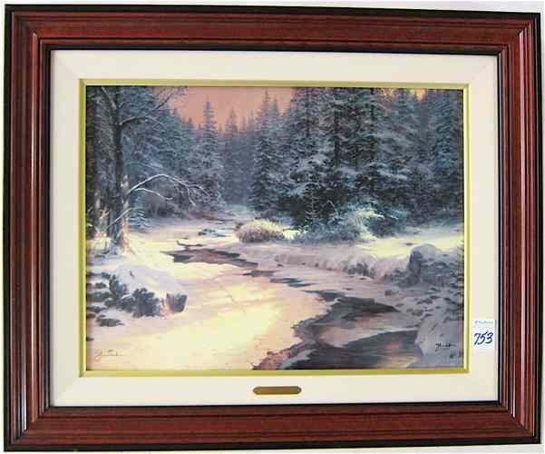 Appraisal: THOMAS KINKADE COLOR LITHOGRAPH ON CANVAS American born titled ''Winter's