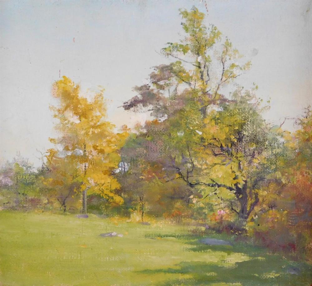 Appraisal: Attributed Fannie C Burr Connecticut - oil on board autumnal