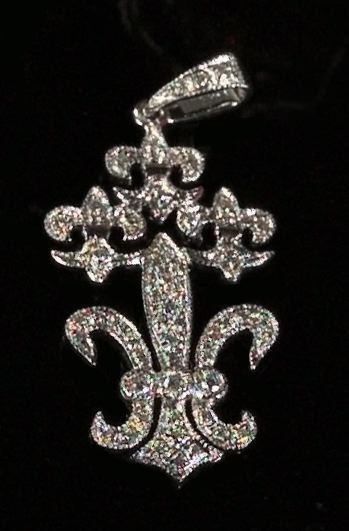 Appraisal: Fourteen-Karat White Gold and Diamond Fleur-de-Lis Pendant featuring fifty-six round