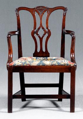 Appraisal: Chippendale carved open armchair mahogany with finely carved crest Gothic