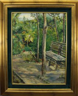 Appraisal: Signed American School Park Scene Signed American School Park Scene