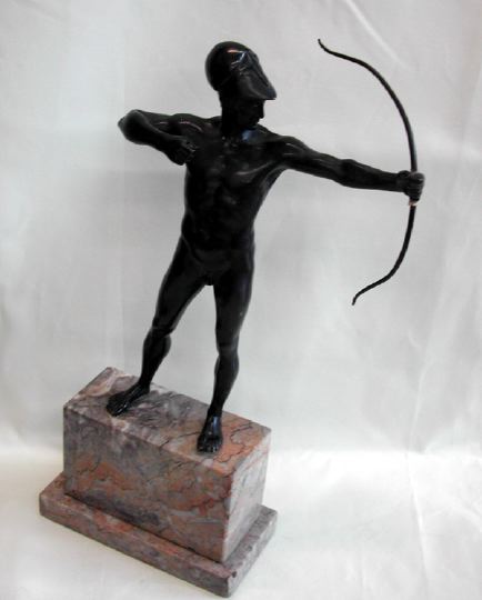 Appraisal: Attractive Continental Patinated Bronze Tabletop Figure of a nude ancient