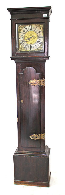 Appraisal: AN ANTIQUE -HOUR LONG CASE CLOCK with dark stained wooden