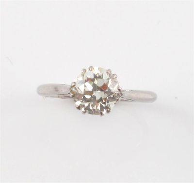 Appraisal: A diamond solitaire ring The transitional circular cut diamond weighs