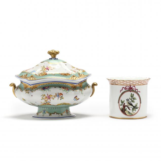 Appraisal: TWO ANTIQUE FRENCH PORCELAINS The first a th century Sevres