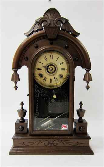 Appraisal: VICTORIAN WALNUT MANTEL CLOCK Seth Thomas Clock Co c having