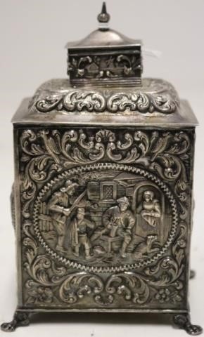 Appraisal: LATE TH C DUTCH STERLING SILVER TEA CADDY MAKERS MARK