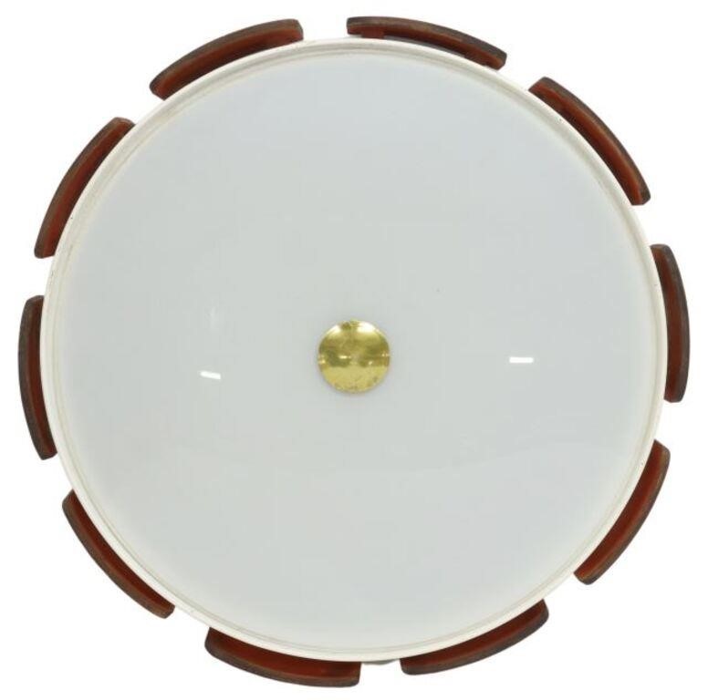 Appraisal: Mid-century modern flush mount ceiling light th c drum shaped