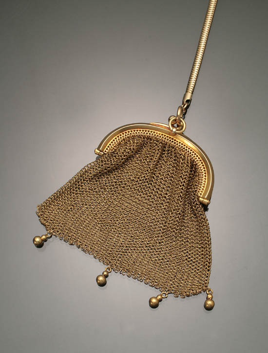 Appraisal: Victorian Tested -Karat Yellow-Gold Mesh Pendant Change Purse and Gold