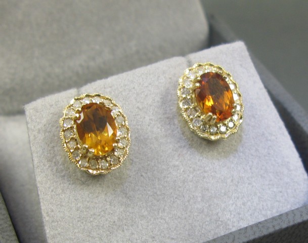 Appraisal: PAIR OF CITRINE AND DIAMOND EAR STUDS each k yellow