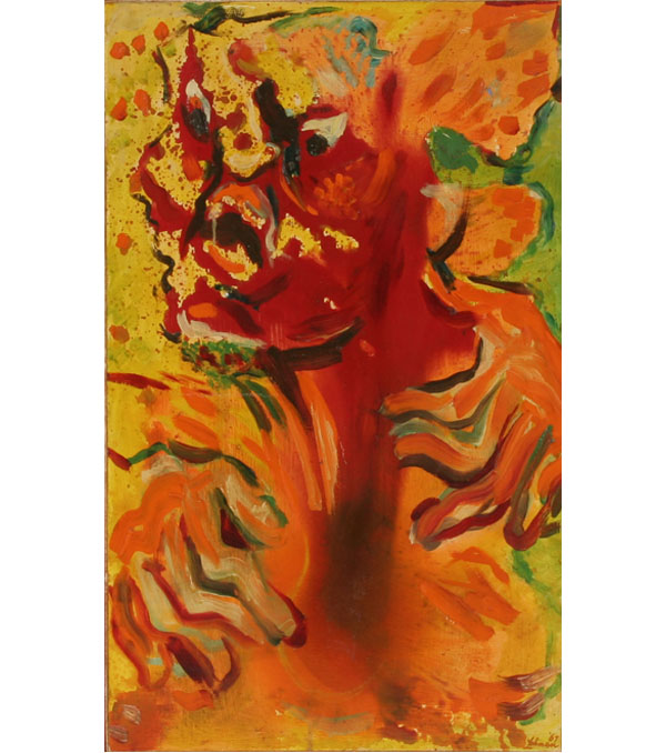 Appraisal: Robert Lohman American - Murder figural abstract oil on board