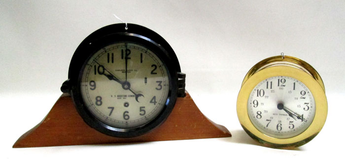 Appraisal: TWO SHIPS CLOCKS Chelsea with dial time only movement with