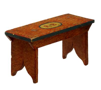 Appraisal: Miniature painted and decorated bench th century