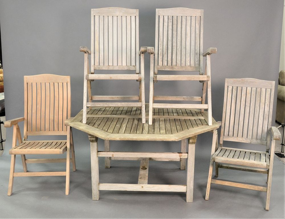 Appraisal: Teak Outdoor Dining Set to include octagonal table and four