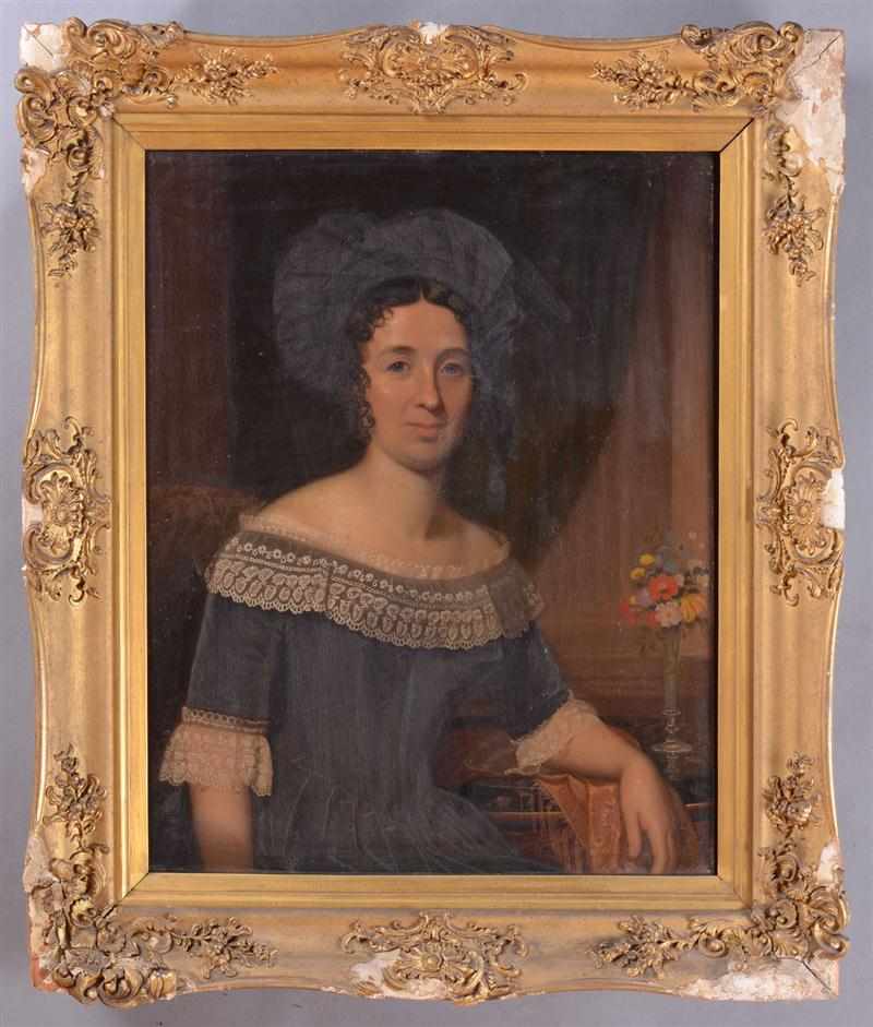 Appraisal: AMERICAN SCHOOL C PORTRAIT OF A LADY IN GRAY VELVET