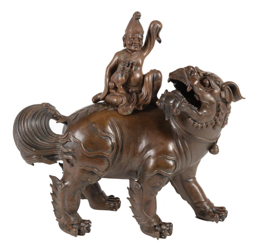 Appraisal: Chinese Bronze Censer cast as a large Buddhist lion cover