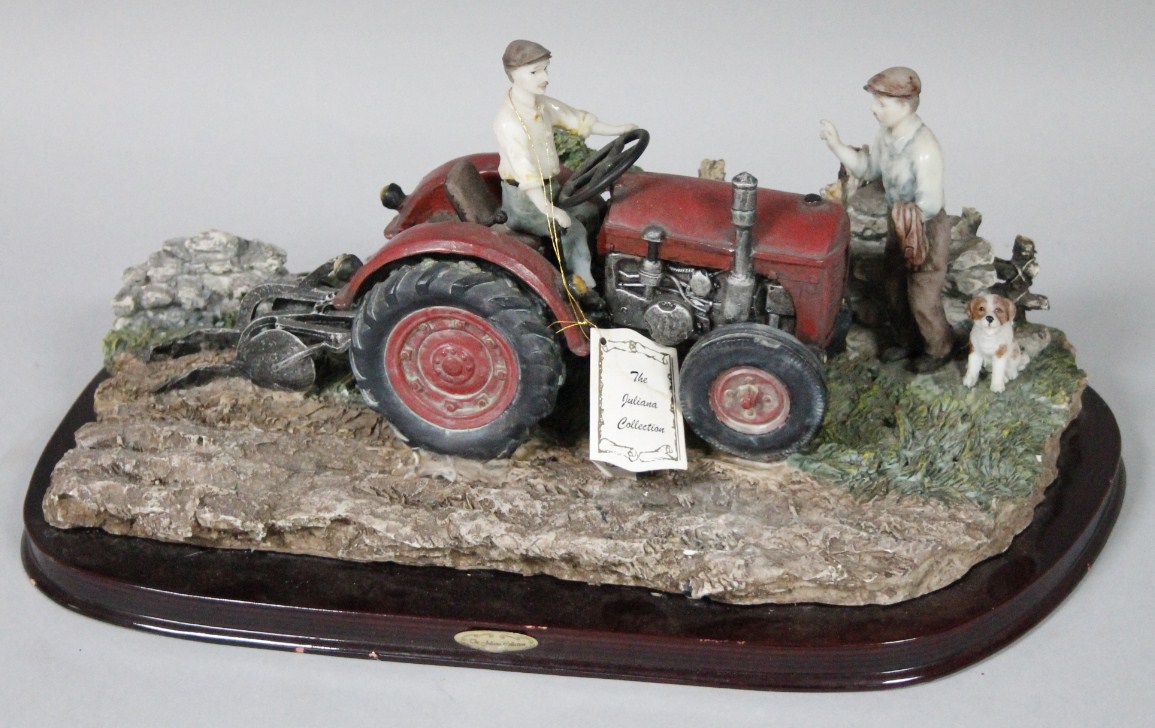 Appraisal: A thC Juliana sculpture of a farmer ploughing a field