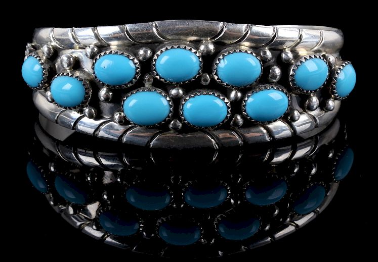 Appraisal: Navajo Sterling Silver Turquoise Bracelet Offered in this lot we