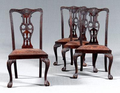 Appraisal: Set of four Chippendale style chairs side chairs with elaborately