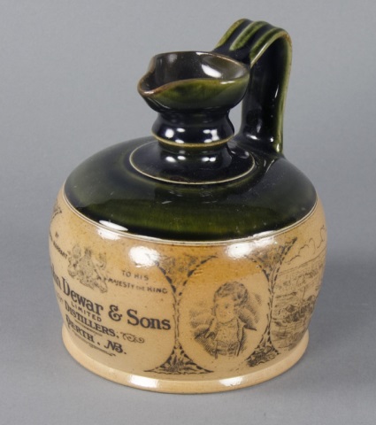 Appraisal: John Dewars Sons Scotch Stoneware JugWith green gloss overglaze and