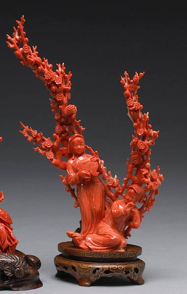 Appraisal: A coral carving of the Qiao Sisters th Century One