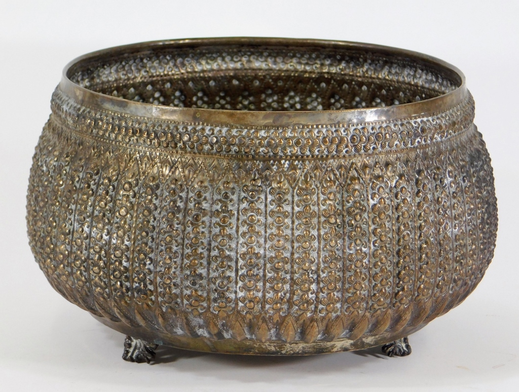 Appraisal: MIDDLE EASTERN PERSIAN SILVER ALLOY REPOUSSE BOWL Middle East Early