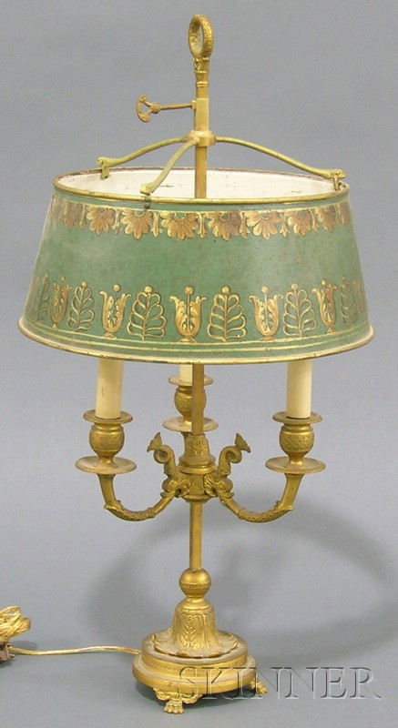 Appraisal: Empire-style Bronze Bouillotte Lamp late th early th century with