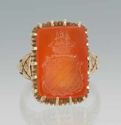 Appraisal: An Interesting Intaglio Ring ca k yellow gold ring with