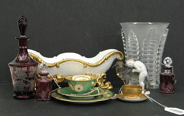 Appraisal: An assembled group of Rosenthal porcelain ruby flashed glass and