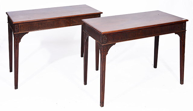 Appraisal: A PAIR OF TH CENTURY ADAM STYLE MAHOGANY SIDE TABLES