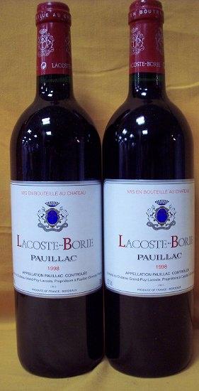 Appraisal: Chateau Lacoste Borie Pauillac-Medoc Chateau bottledin original wooden case bottles