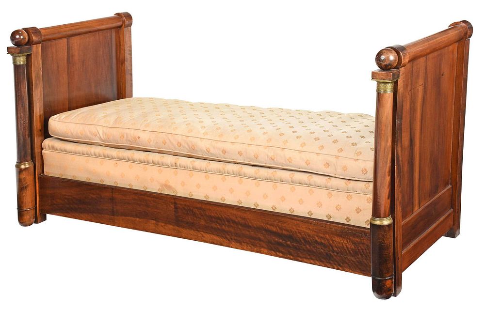 Appraisal: Empire Figured Walnut Bronze Mounted Daybed Continental th century figured