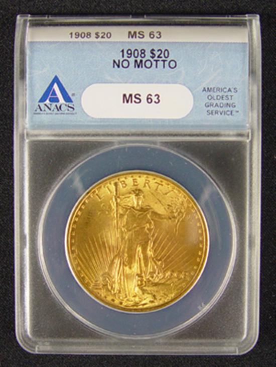 Appraisal: St Gaudens Gold Coin ANACS certified and graded MS No