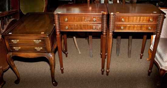 Appraisal: Pair of Federal style mahogany two-drawer worktables and a Queen