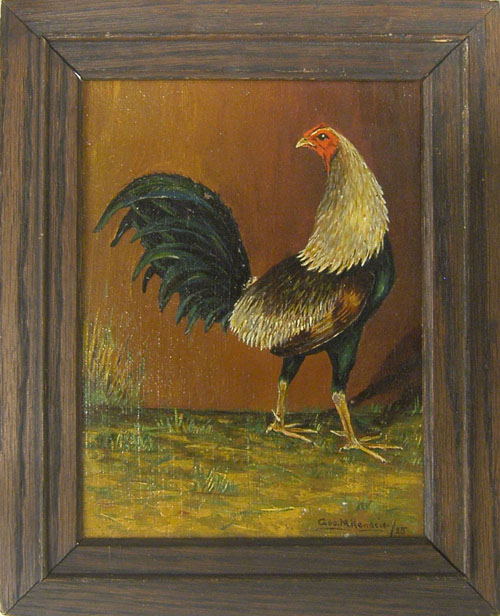 Appraisal: Oil on panel of a rooster signed George M Hendrie