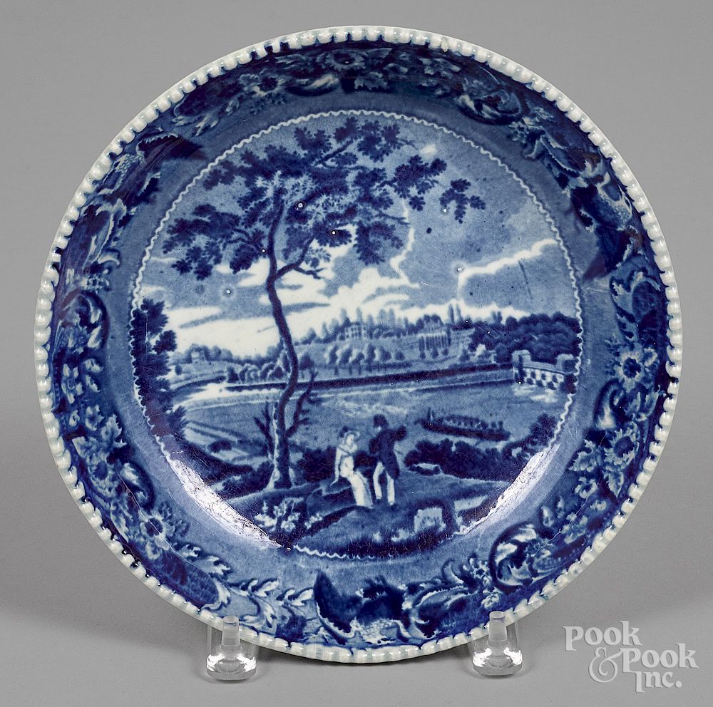 Appraisal: Historical blue Staffordshire shallow bowl Historical blue Staffordshire Fairmount Near