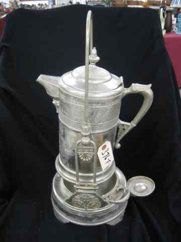 Appraisal: Victorian Silverplate Tilting Water Kettle on stand with drip pan