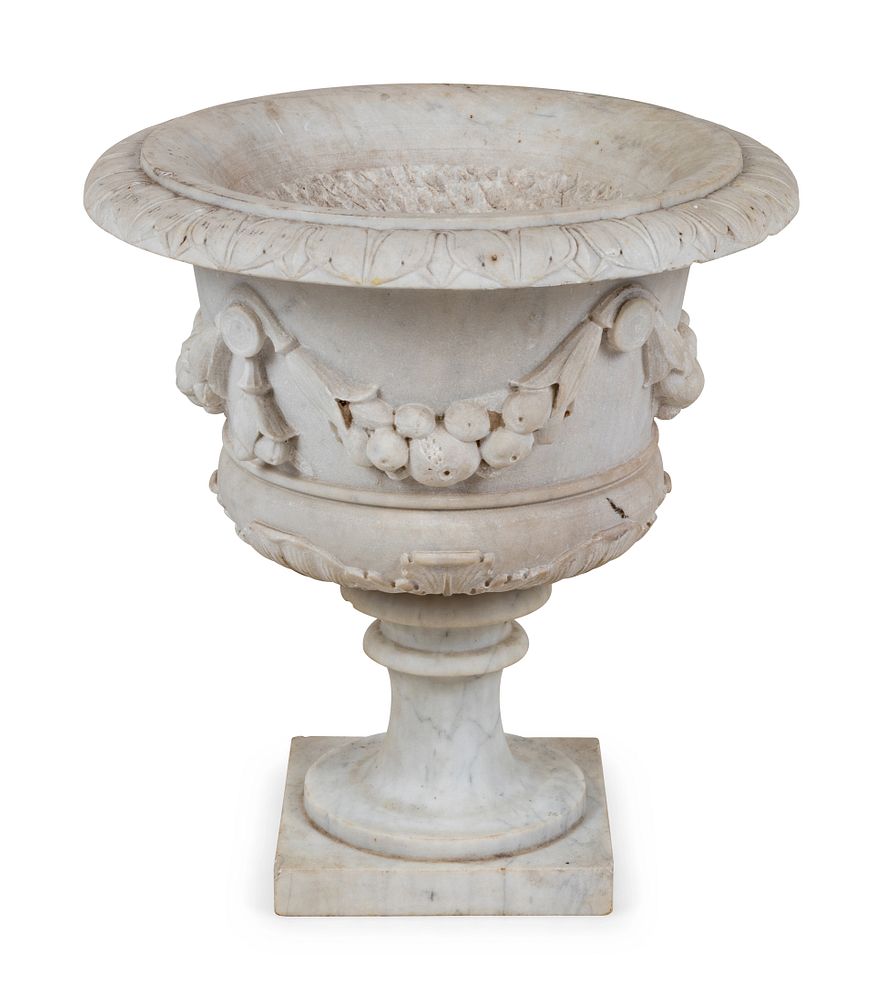 Appraisal: A Neoclassical Marble Garden Urn A Neoclassical Marble Garden Urn