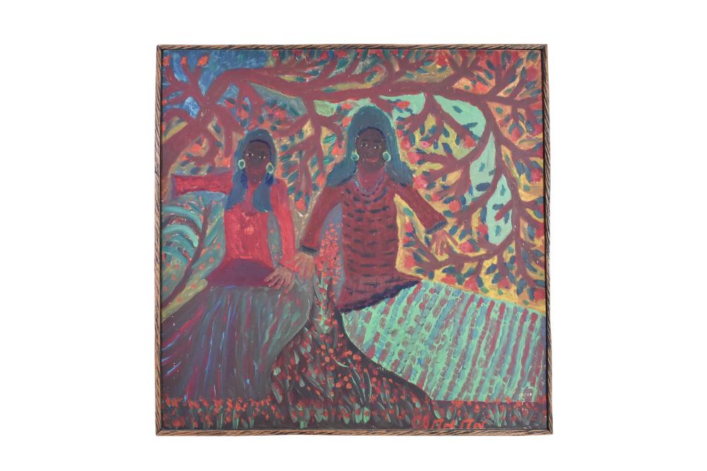 Appraisal: GERARD FORTUNE HAITIAN PETIONVILLE B Two Female Figures Before a