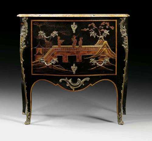 Appraisal: LACQUER CHEST OF DRAWERS late Louis XV Paris end of