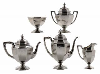 Appraisal: Five Piece Gorham Sterling Tea Service American octagonal urn forms