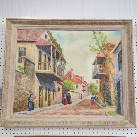 Appraisal: L G Sumner oil Aviles Street St Augustine on artist