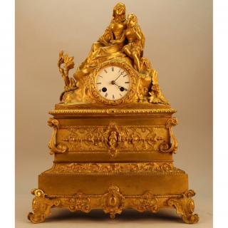 Appraisal: Large Gilt Bronze French Empire Clock Large Gilt Bronze French